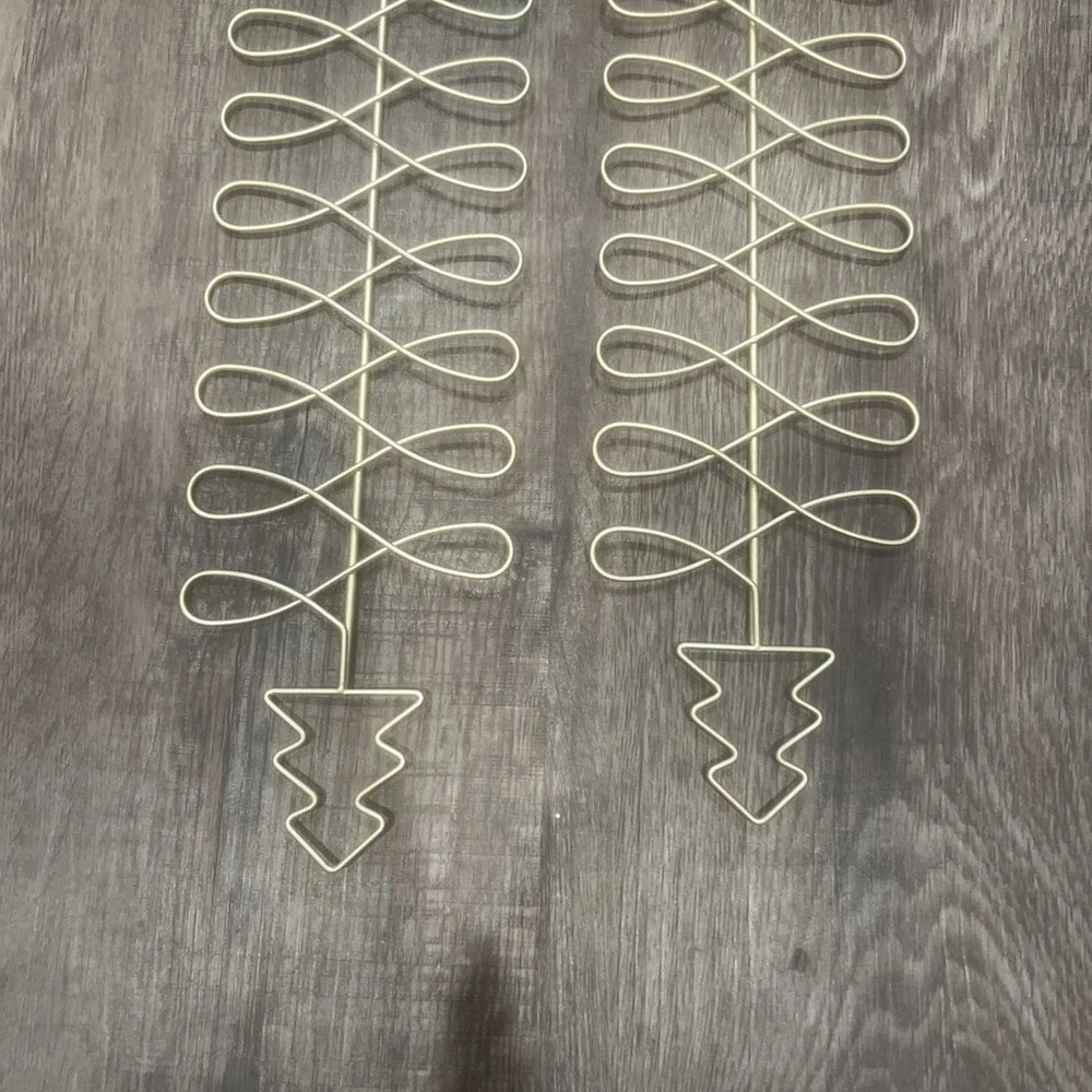 2-Vintage Metal Holiday Card/Photo Holder Goldtone Wire Wall Hanging 24